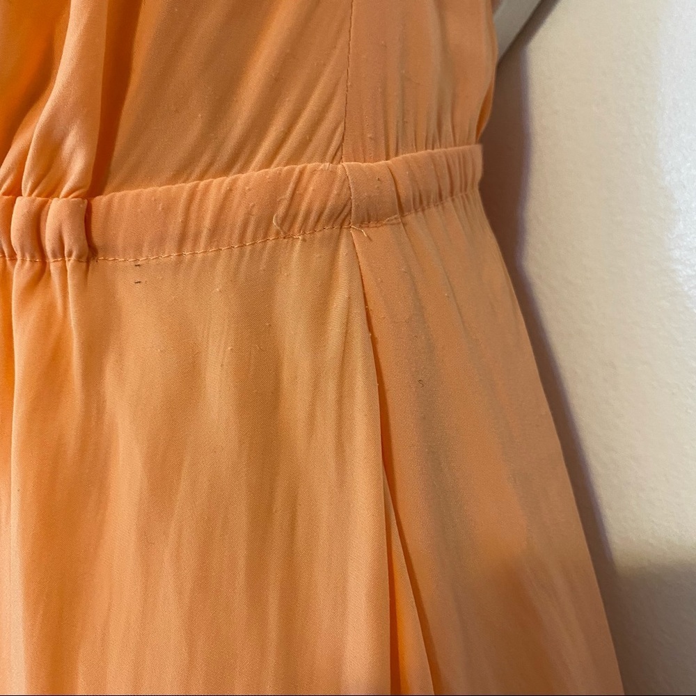 Calypso St. Barth Pleated Faux Wrap V-neck Lined Mini Dress Orange Sz XS - Picture 3 of 7